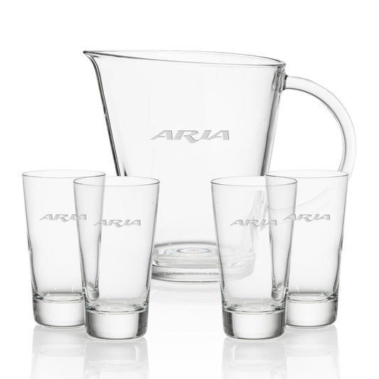 Modern Styled Crowd Pleaser Engraved Glass Pitcher Set ~ Pixton - Personalized Engraved Gifts