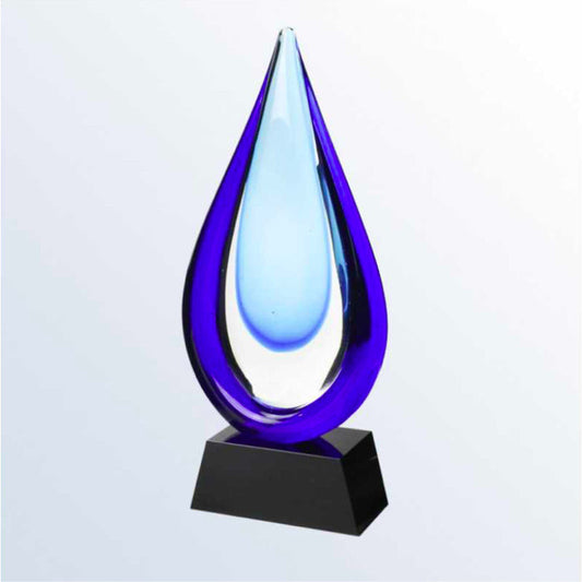 Blue Double Drop Award on Black Base - Charlotte - Personalized Engraved Gifts