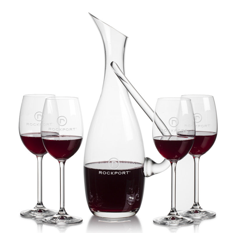 Engraved Wine Carafe / Decanter with 4 Wine Glasses Set ~ Lyrical - Personalized Engraved Gifts