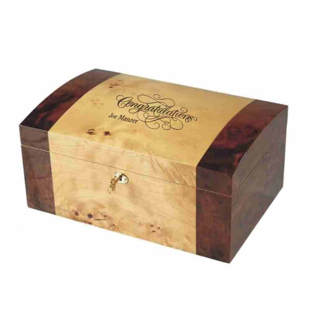 Mapa Walnut Burlwood Domed Humidor Counselor - Personalized Engraved Gifts