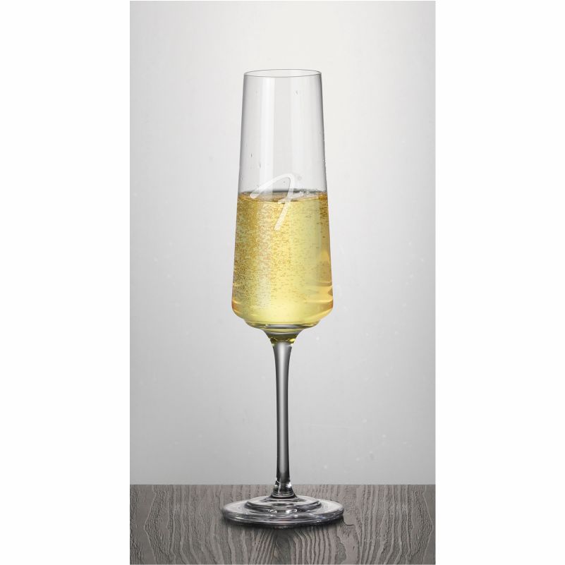 Modern Styled Non-Lead Crystal Champagne Flutes (Set of 2) - Personalized Engraved Gifts