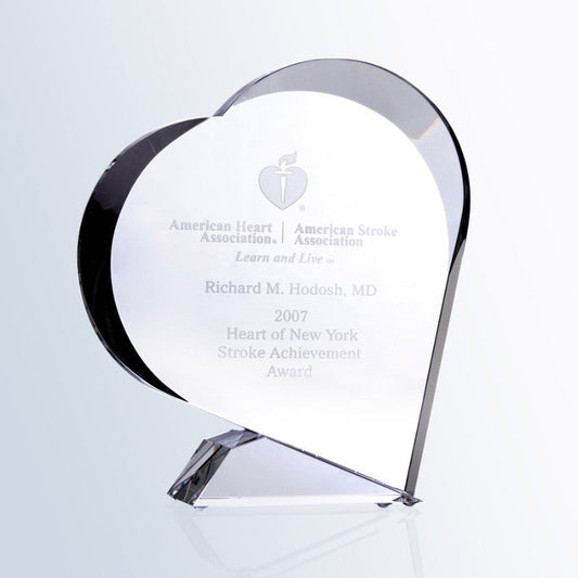 Optic Crystal 7 inch Engraved Keepsake Heart "Joy" - Personalized Engraved Gifts