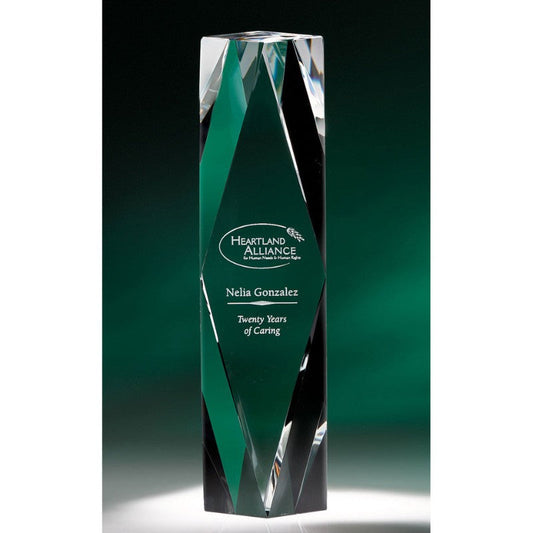 Optic Crystal Geometric Prism Tower Award - Personalized Engraved Gifts