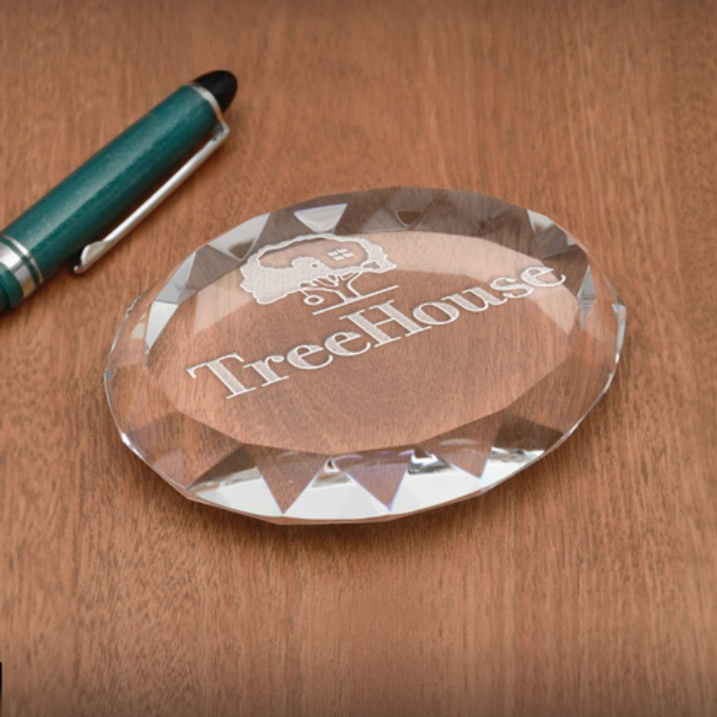 Oval Gem Cut Crystal Personalized Paperweights - Personalized Engraved Gifts