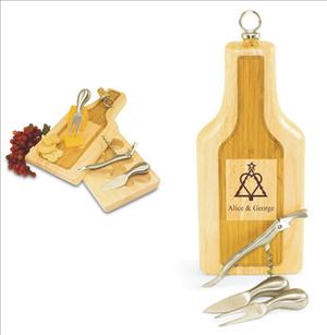 Engraved Wooden Cheese Board Wine Bottle Shaped-Silhouette - Personalized Engraved Gifts