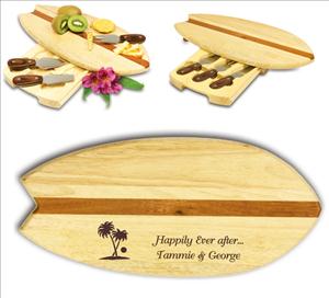 Surfboard Shaped Cheeseboard Customized With Your Text - Personalized Engraved Gifts