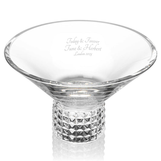Studded crystal pedestal bowl engraved for wedding