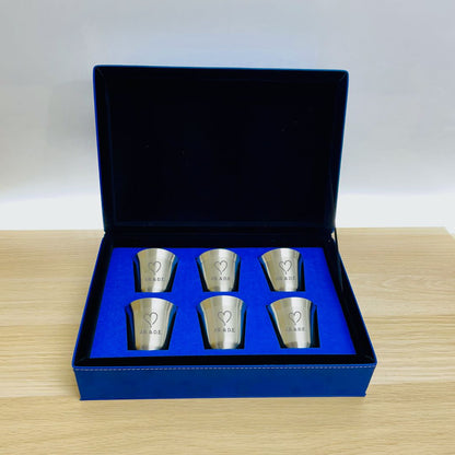 Gift-Ready Chic Stainless Steel Espresso Cup Sets Set of 2 ~ Lungo - Personalized Engraved Gifts