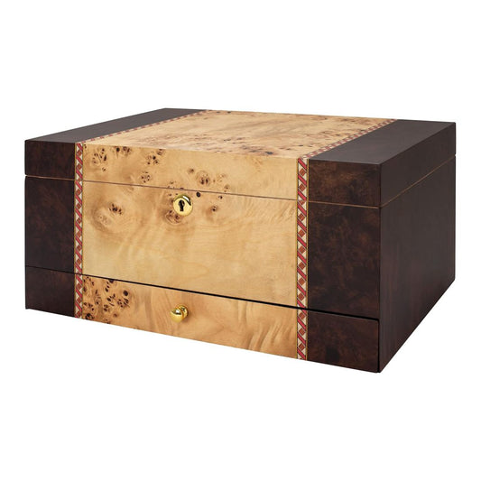 Personalized Humidor with Walnut & Mapa Burl Veneer- Faye - Personalized Engraved Gifts