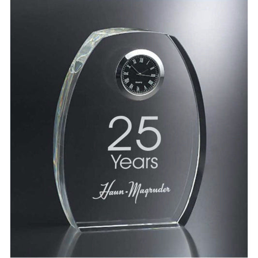 Engraved 4.5inch H Crystal Clock Haiku Design - Personalized Engraved Gifts