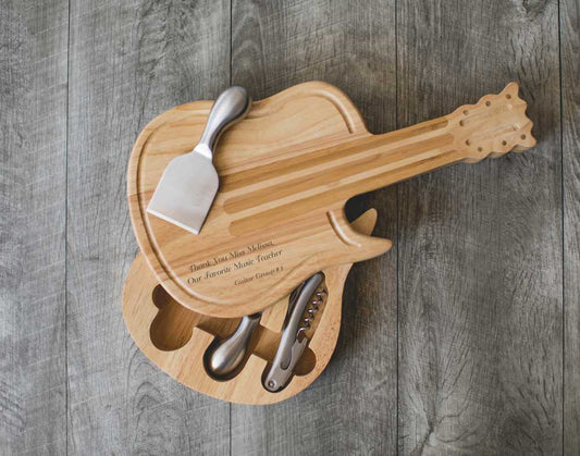 Engraved Guitar Shaped Cheeseboard - Personalized Engraved Gifts