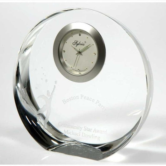 Personalized Circular 4 inch Crystal Clock Crown - Personalized Engraved Gifts