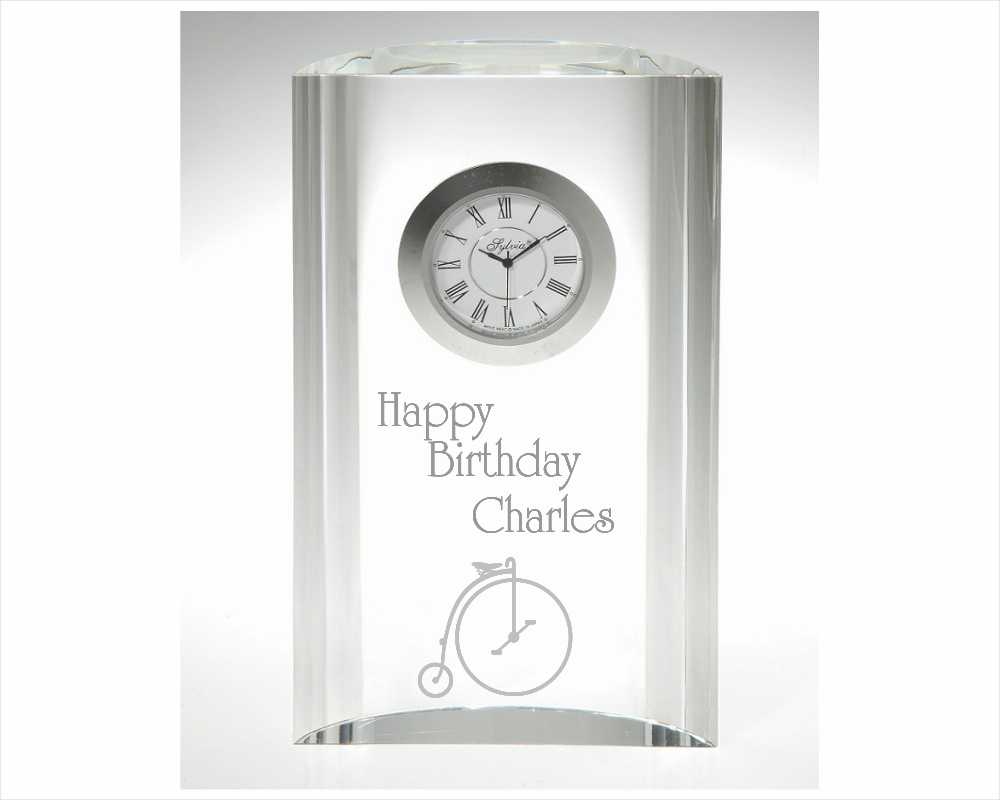 Engraved Mirage Crystal Clock with Your Personal Message - Personalized Engraved Gifts