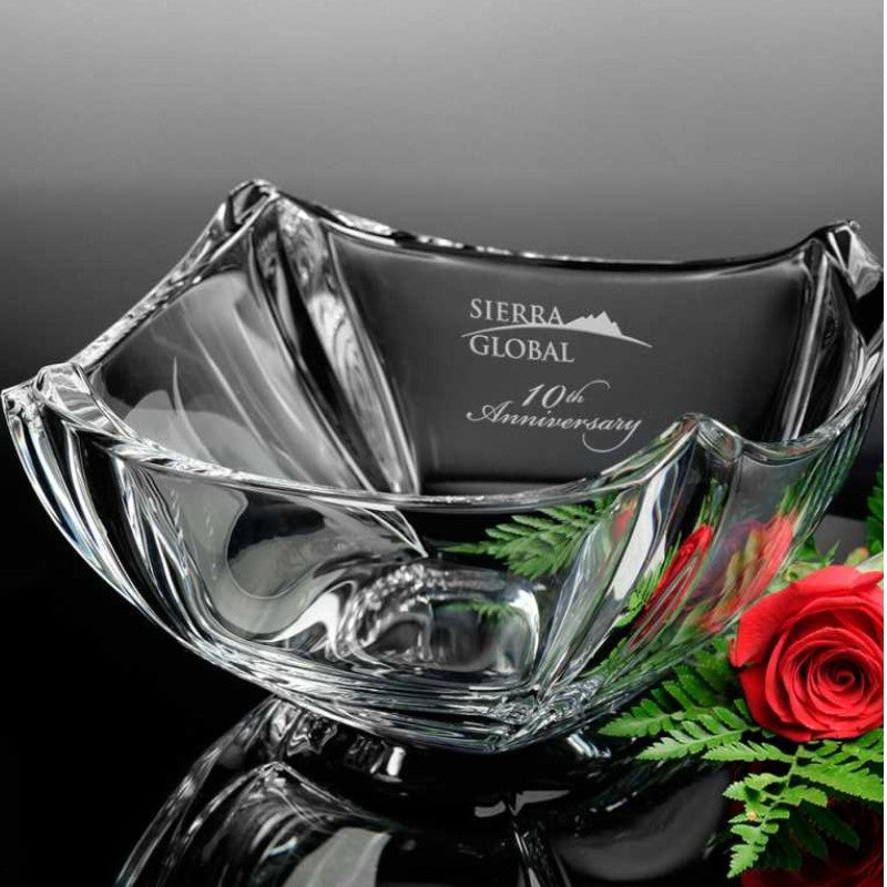 Personalized Crystal Square Bowl ~ Contour - Personalized Engraved Gifts