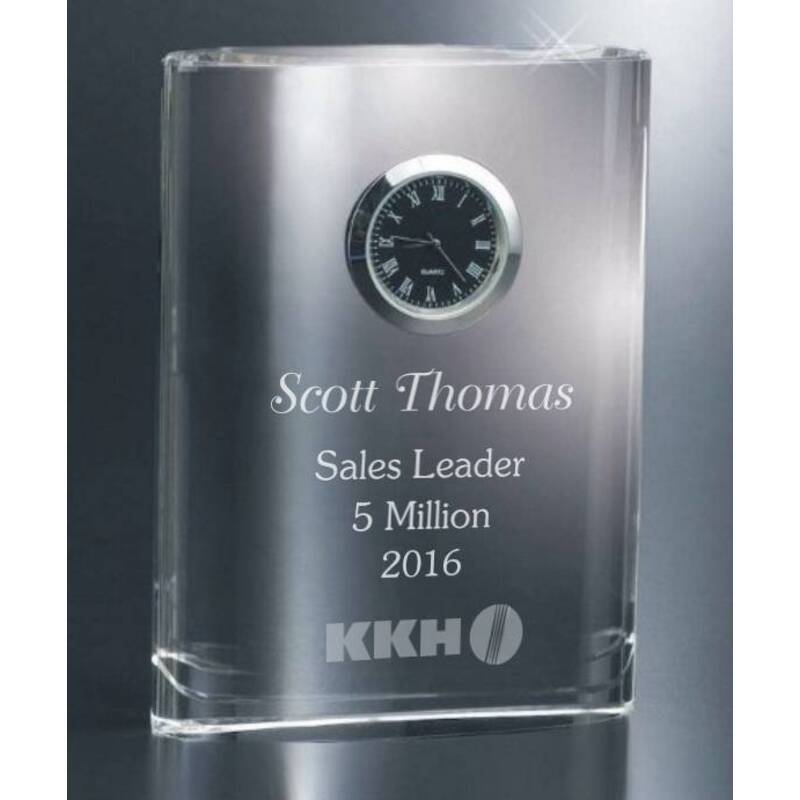 Personalized Desktop Crystal Clock the Leader - Personalized Engraved Gifts