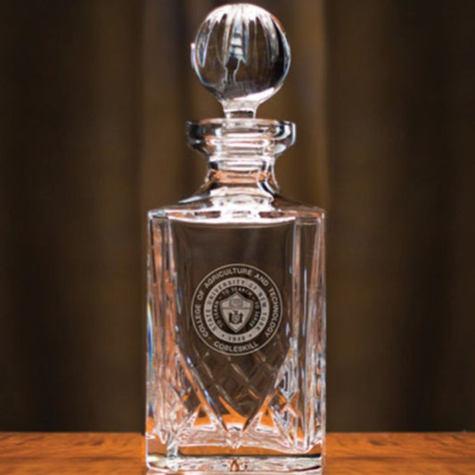 Engraved Lead Crystal Whiskey Decanter with Stopper ~ Danube - Personalized Engraved Gifts