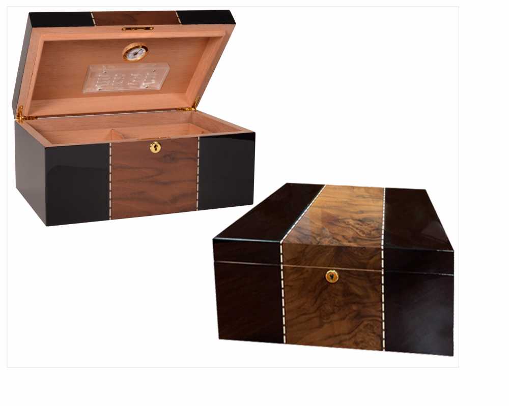 Personalized Humidor with Rustic Burl Veneer- Kante - Personalized Engraved Gifts
