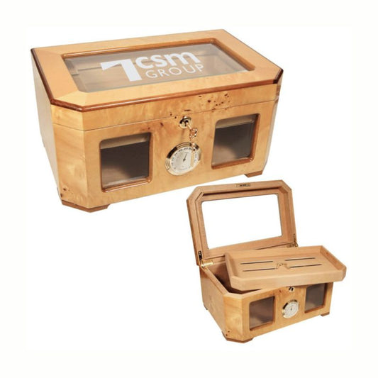 Engraved Glass Top Humidor ~ Maduro - Personalized Engraved Gifts
