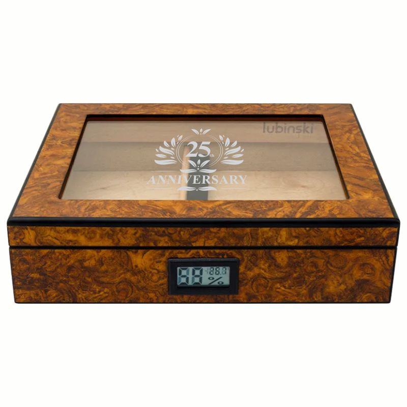 Engraved Lacquer Finished Humidor with Glass Top ~ Claro - Personalized Engraved Gifts