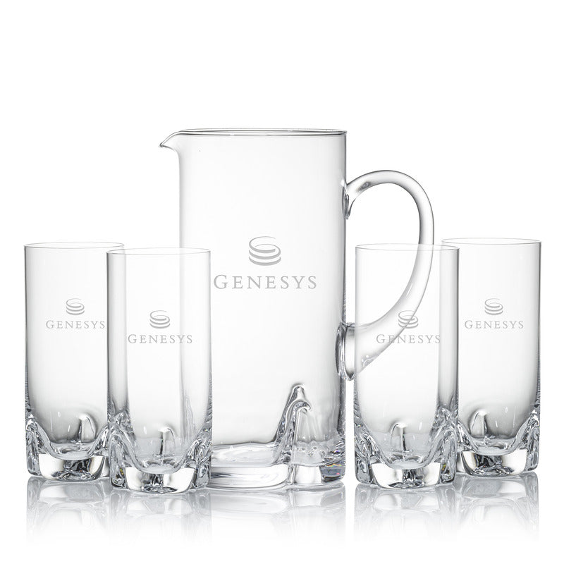 Personalized Glass Pitcher with Molded Base 4 Glass Set ~ Reis - Personalized Engraved Gifts