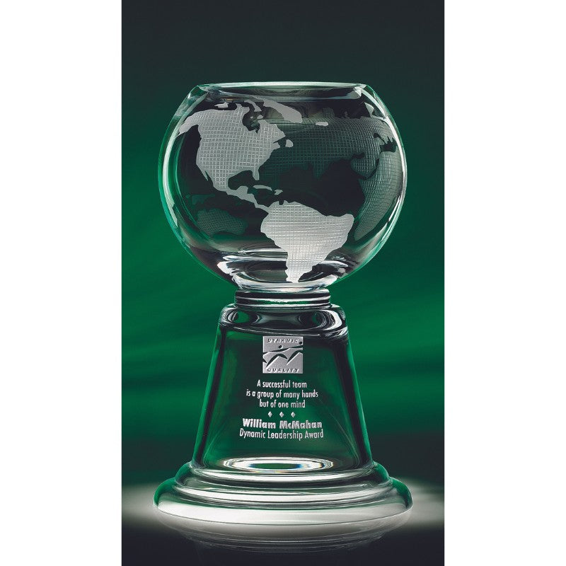 Personalized Etched Custom ~ Globe Pedestal Bowl - Personalized Engraved Gifts