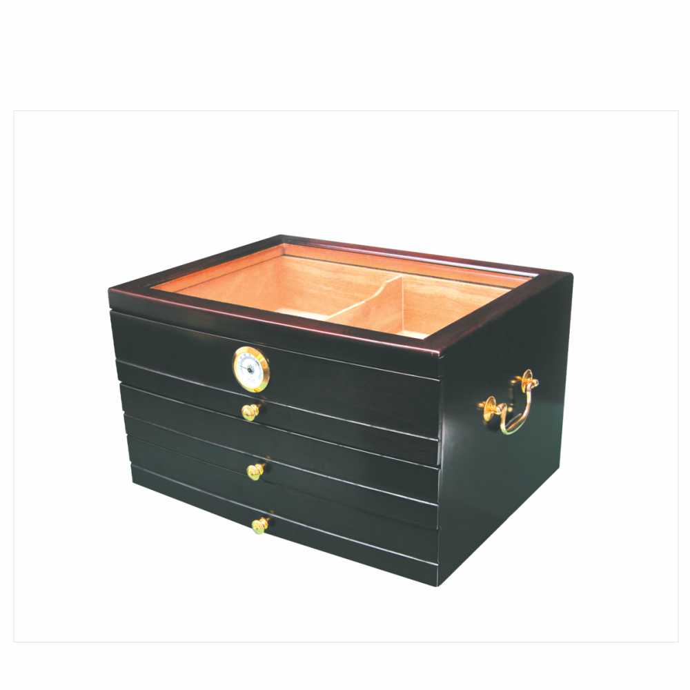 Personalized Mahogany Humidor with Three Spanish Cedar Drawers- Pandora - Personalized Engraved Gifts