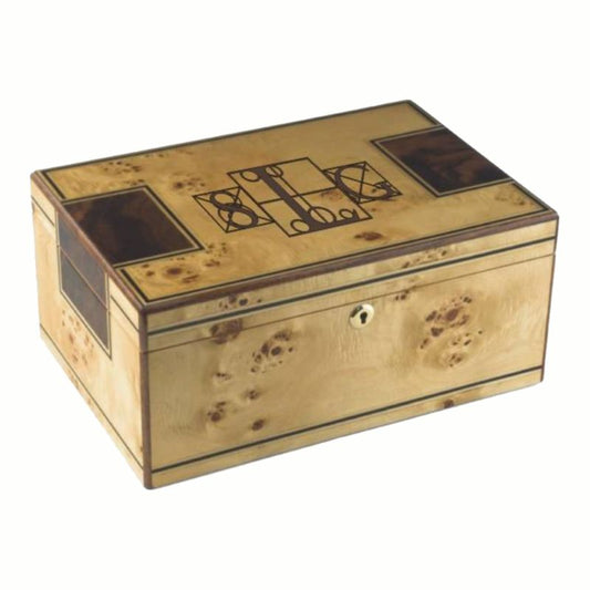 Personalized Mapa Burl Humidor with Walnut Inlay Schizo - Personalized Engraved Gifts