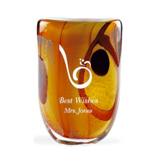 Personalized Oval Art Vase in Rich Carmel Colors - Personalized Engraved Gifts