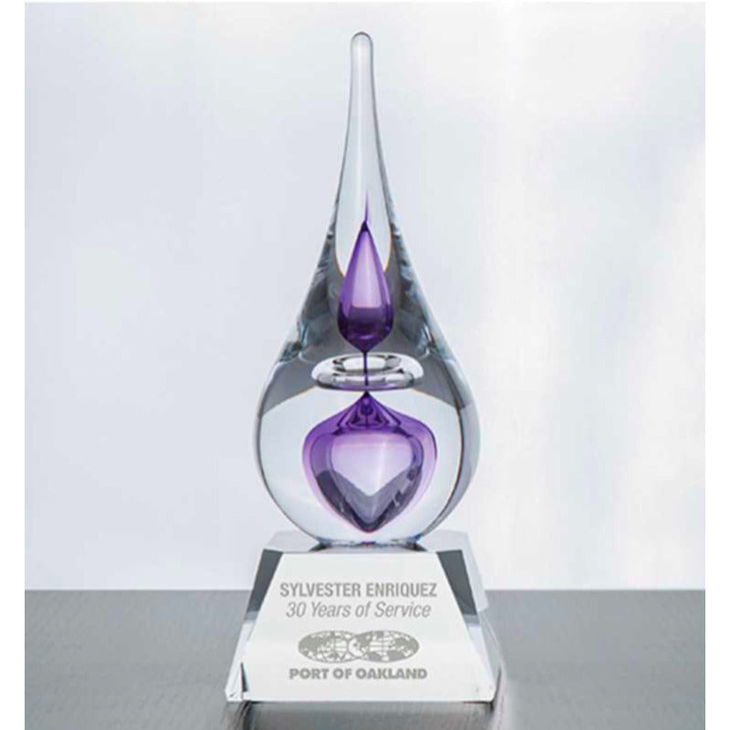 Personalized Purple Teardrop Art Crystal Award - Personalized Engraved Gifts