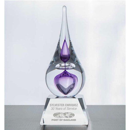 Personalized Purple Teardrop Art Crystal Award - Personalized Engraved Gifts