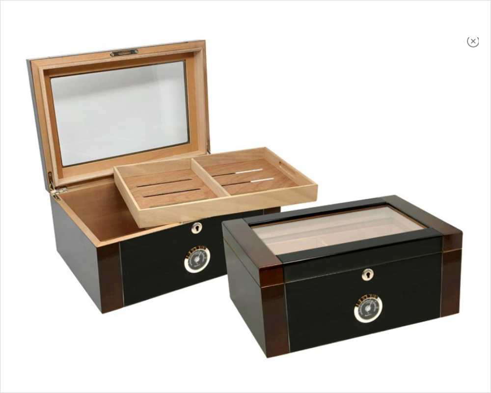 Personalized Two Tone Mahogany and Black Lacquer Finish Humidor- Balthazar - Personalized Engraved Gifts