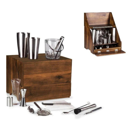 Personalized Wooden Table Top Bar with 19 Accessories - Personalized Engraved Gifts