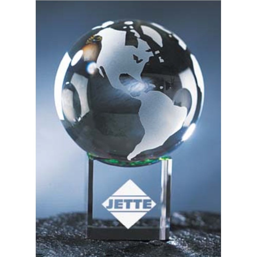 Fix Picture URL Engraved Crystal Earth Globe on Concave Base - Personalized Engraved Gifts