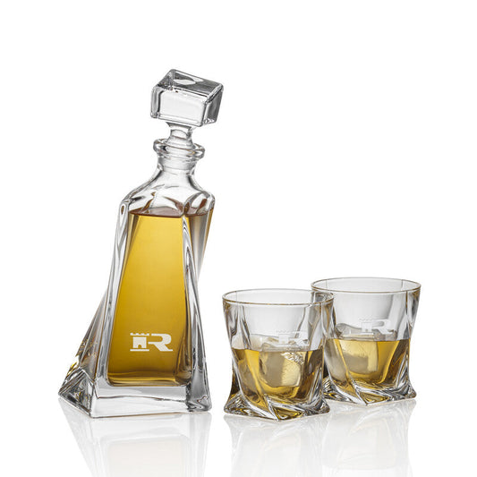Decanter Crystal Engraved Set 2 Rocks Glasses ~ Phelps - Personalized Engraved Gifts