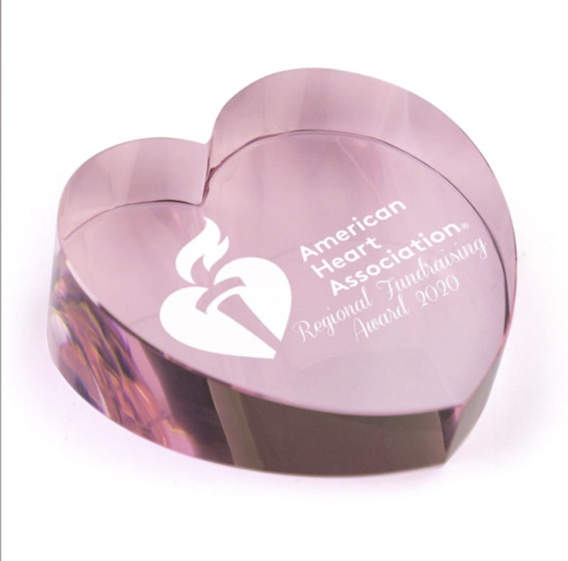 Limited Time Offer - Personalized Pink Crystal Heart Paperweight - Personalized Engraved Gifts