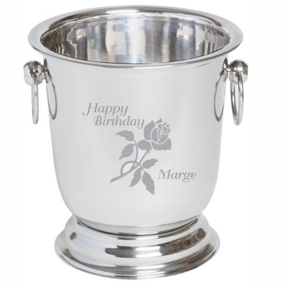 Polished Stainless Steel Ice Bucket Custom Engraved - The Empire - Personalized Engraved Gifts