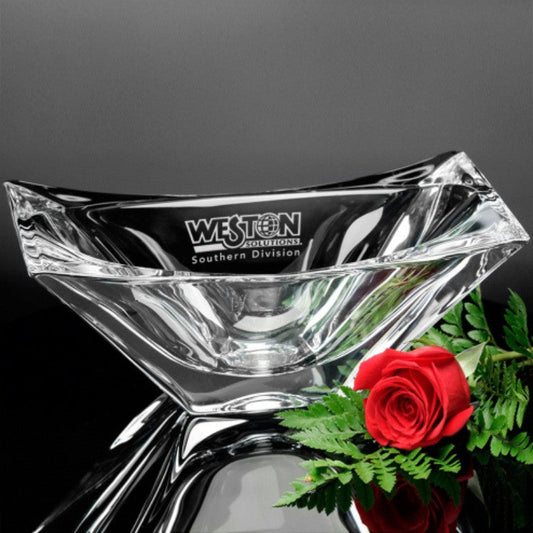 Rectangular Crystal Custom Engraved Image Bowl ~ Madison - Personalized Engraved Gifts