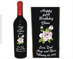 Personalized Wine Bottles Rose and Rose Bud - Personalized Engraved Gifts