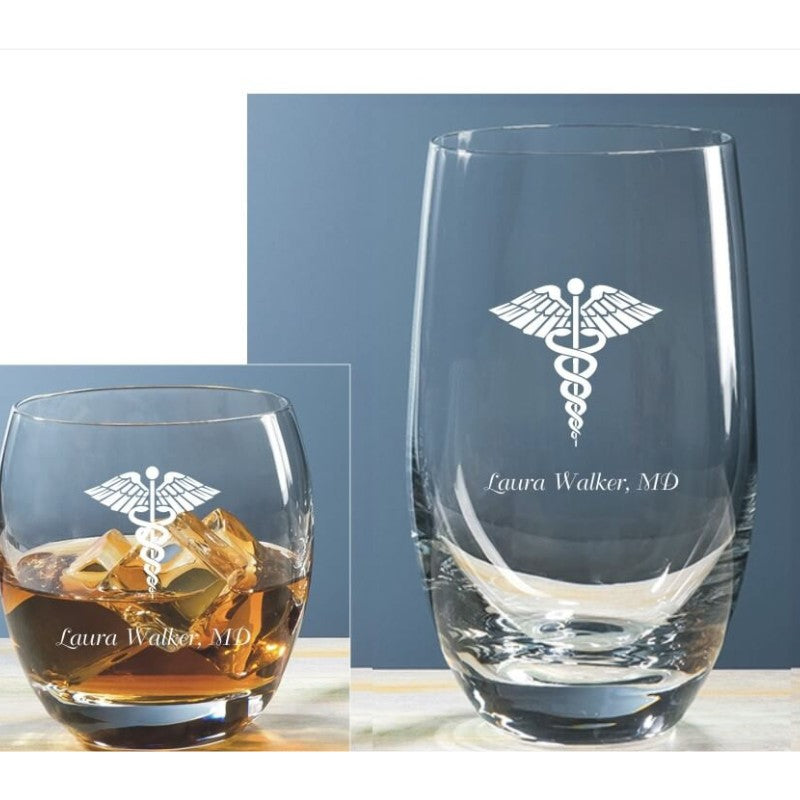 Classic Round On the Rocks & Beverage Glasses Customized - Personalized Engraved Gifts