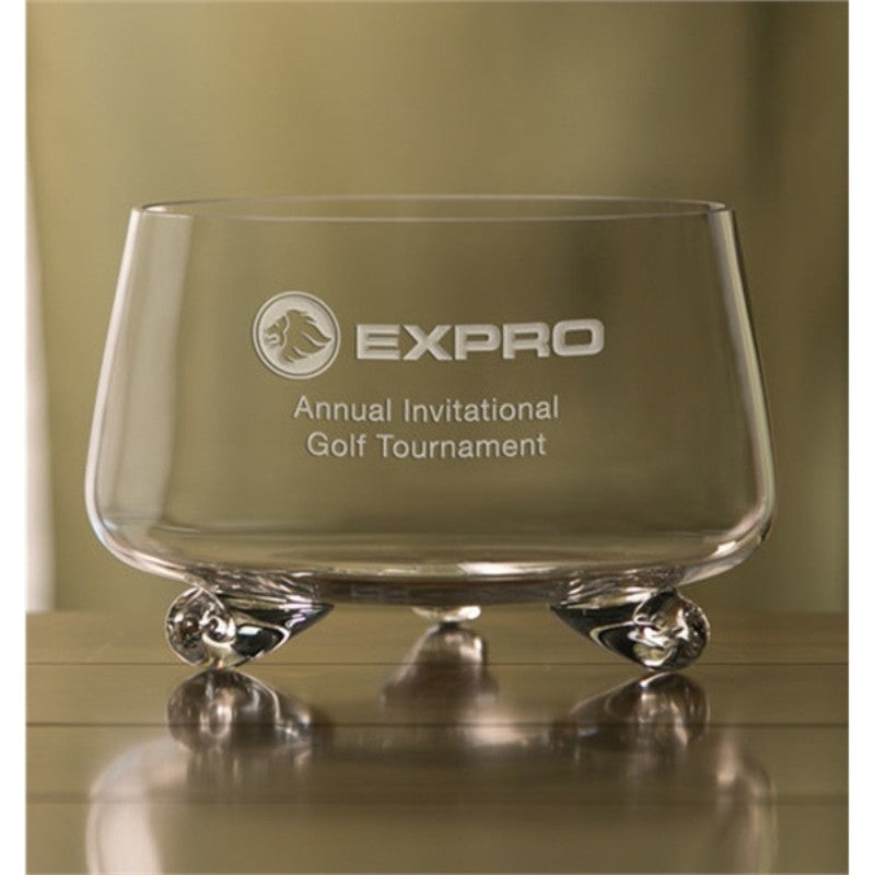 Scroll Footed Non Lead Crystal Engraved Bowls ~ Virginia - Personalized Engraved Gifts