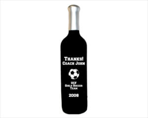 Etched Wine Bottle- Soccer Ball - Personalized Engraved Gifts