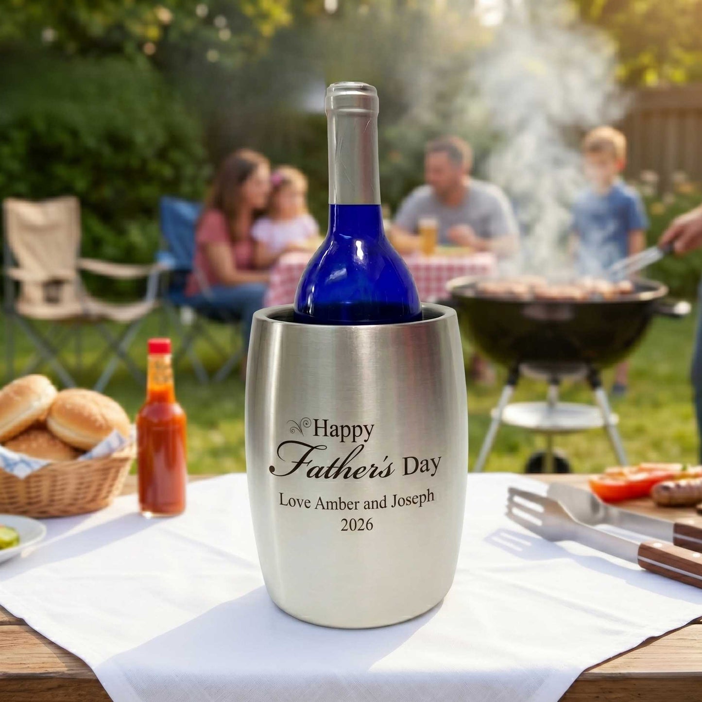 Seau à vin personnalisé gravé en diagonale Elsa
