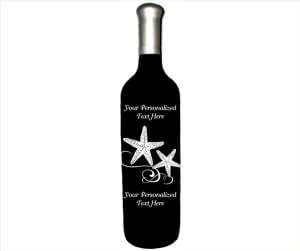 Engraved Wine Bottles - Starfish Design - Personalized Engraved Gifts