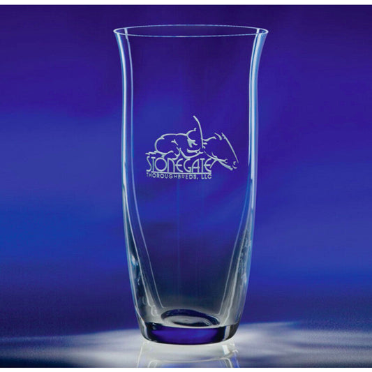 Subtle Curved 10 inch Glass Vase ~ Wilton - Personalized Engraved Gifts