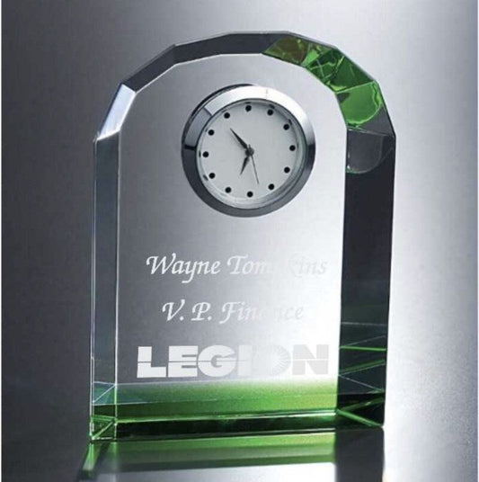 Tekno Green Engraved Crystal Clock - Personalized Engraved Gifts