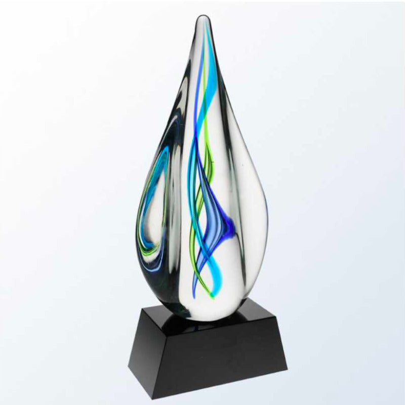 Translucent Green and Blue Infinity Swirls on Black Base - Reese - Personalized Engraved Gifts