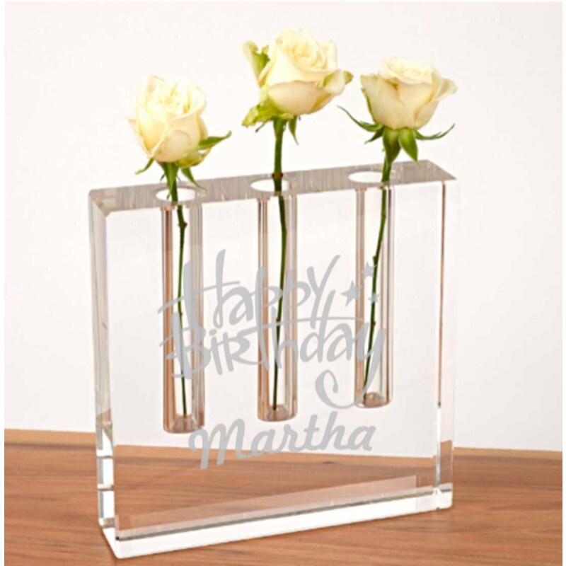 Personalized Crystal Bud Vase ~ Trifecta - Personalized Engraved Gifts