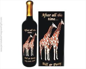 Two Giraffes Deep Engraved into Wine Bottles - Personalized Engraved Gifts