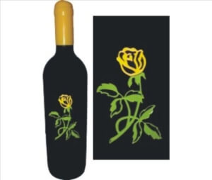 Engraved Wine Bottles - Yellow Rose - Personalized Engraved Gifts