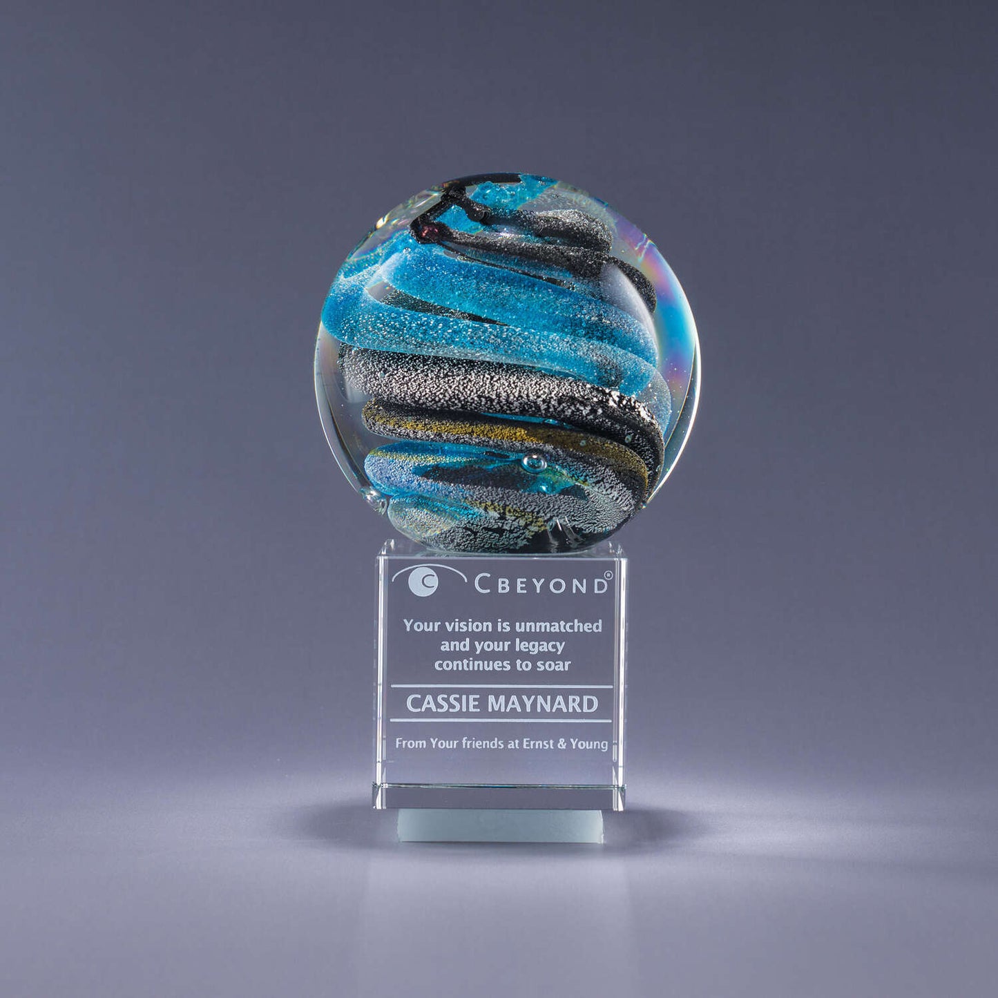 art glass globe award